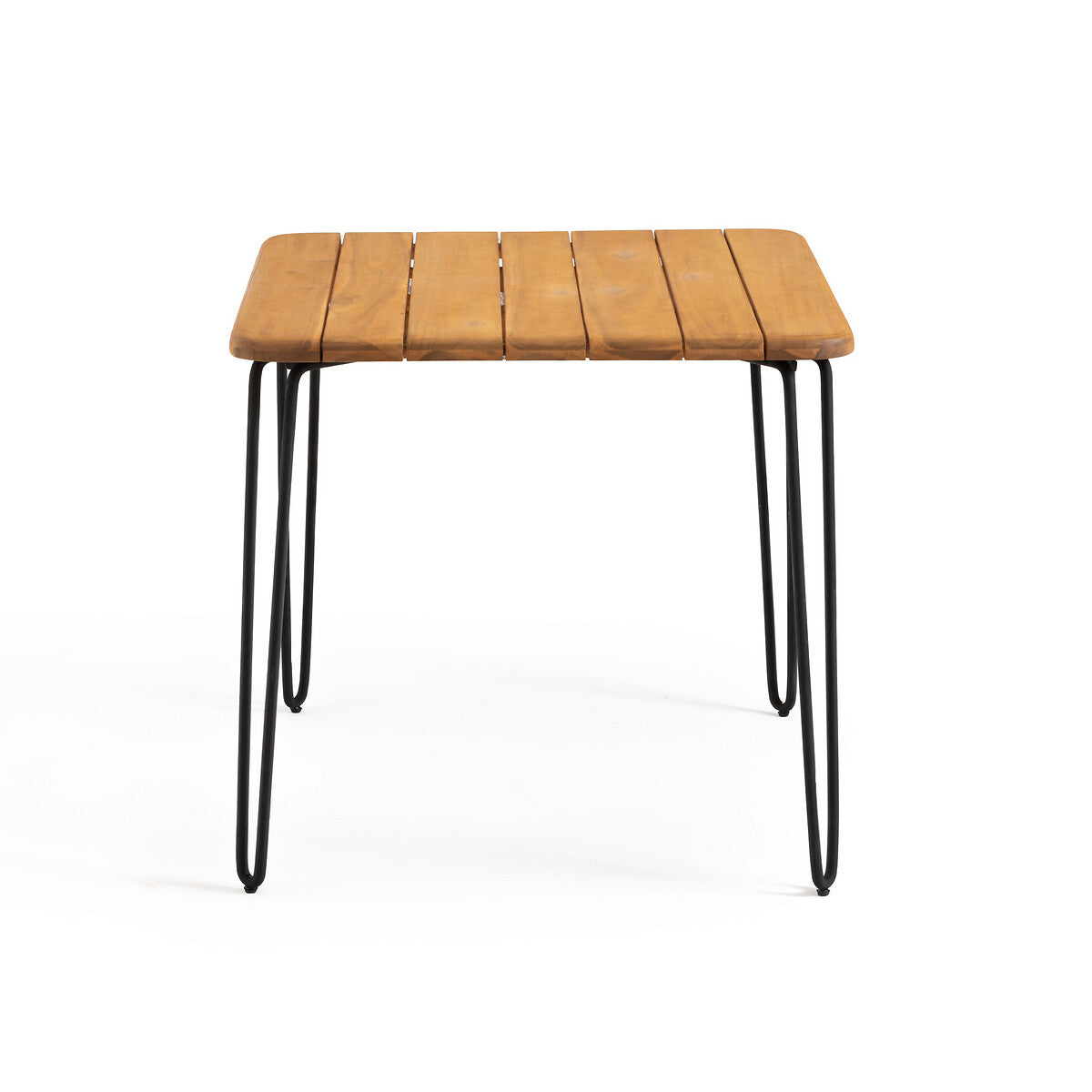 SPRITZ ACACIA GARDEN TABLE IN LIGHT WOOD & METAL