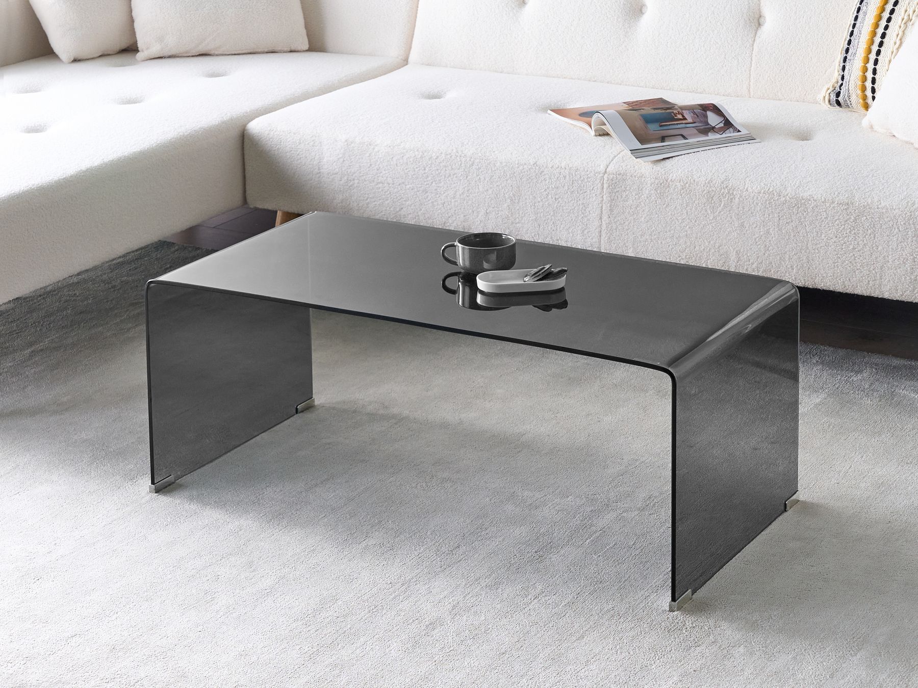 BELIANI Coffee Table KENDALL Tempered Glass Black
