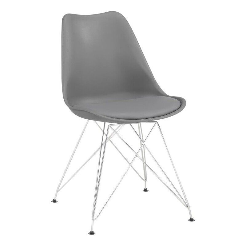 CELINE CHROME LEG LIGHT GREY PU CHAIR