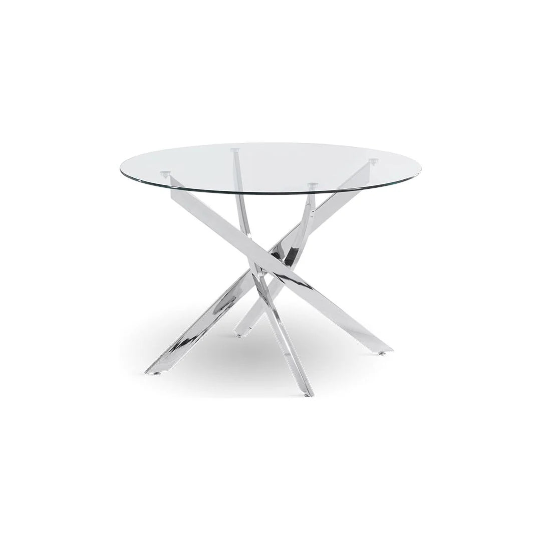 DENVER DETROIT 110CM ROUND GLASS DINING TABLE