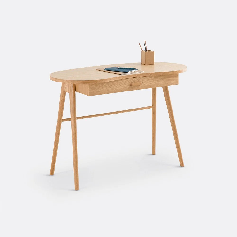 LA REDOUTE INTERIEURS Anda 1-Drawer Desk in Solid Oak and Oak Veneer