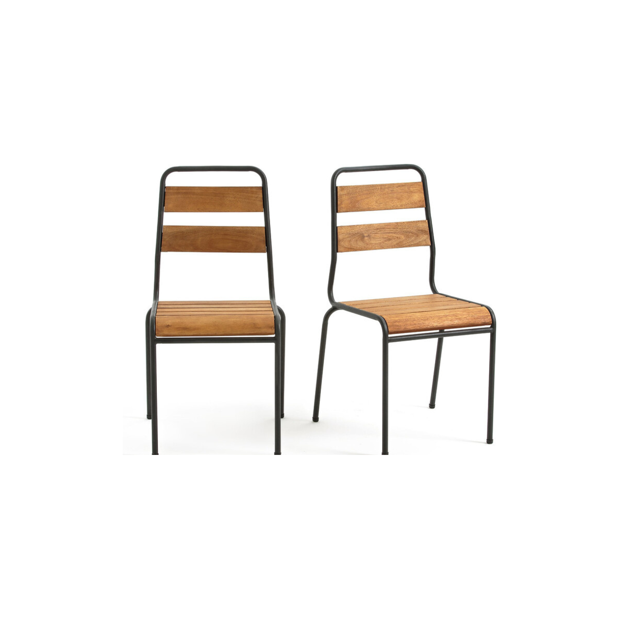 Interieurs Set of 2 Juragley Garden Chairs in Acacia & Metal