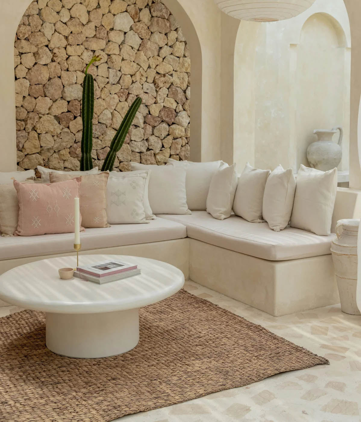 The Santorini round coffee table white - Large