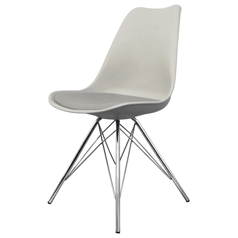 CELINE CHROME LEG LIGHT GREY PU CHAIR