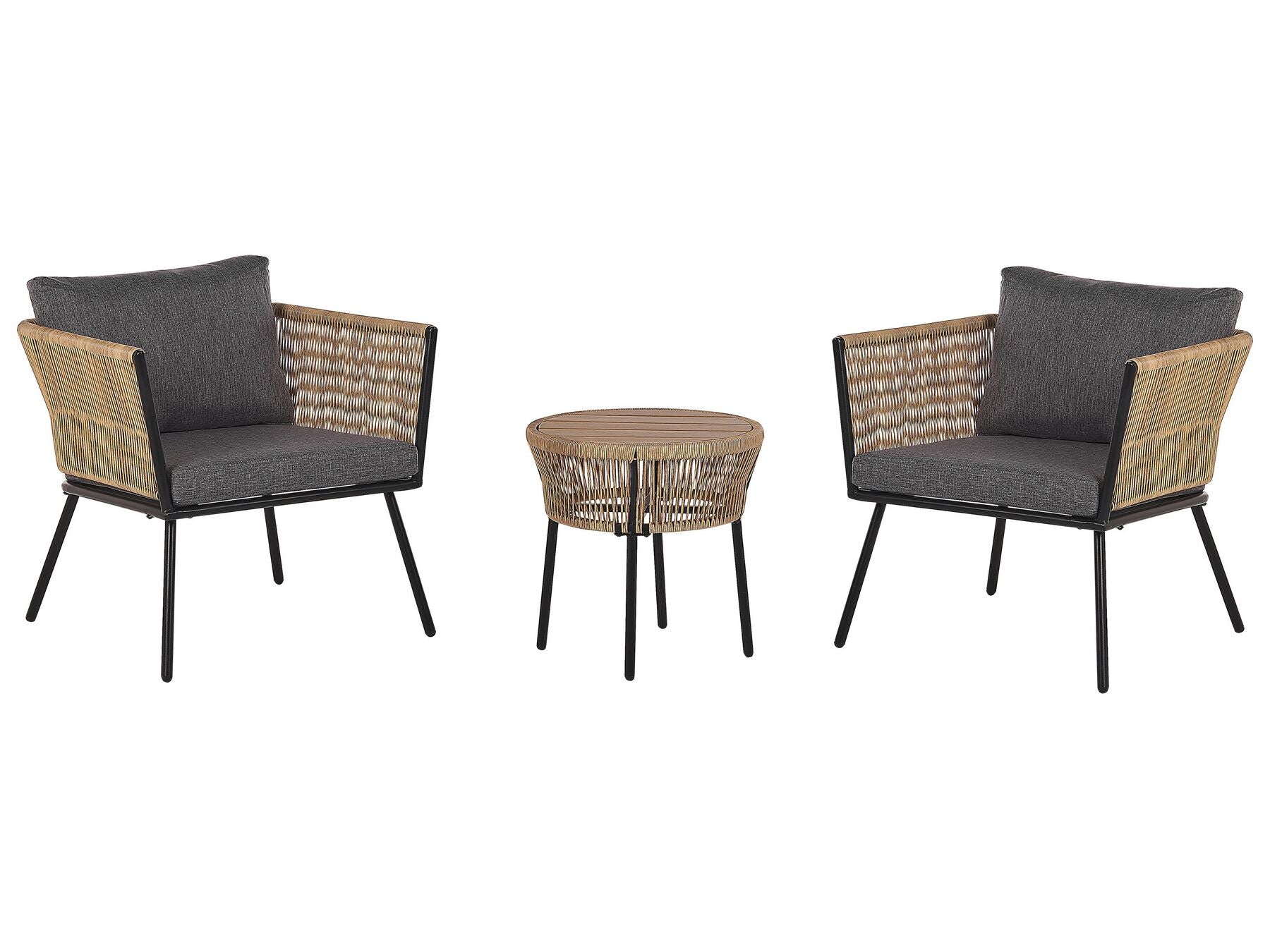 GARGANO PE RATTAN BISTRO SET IN BROWN WITH GREY 