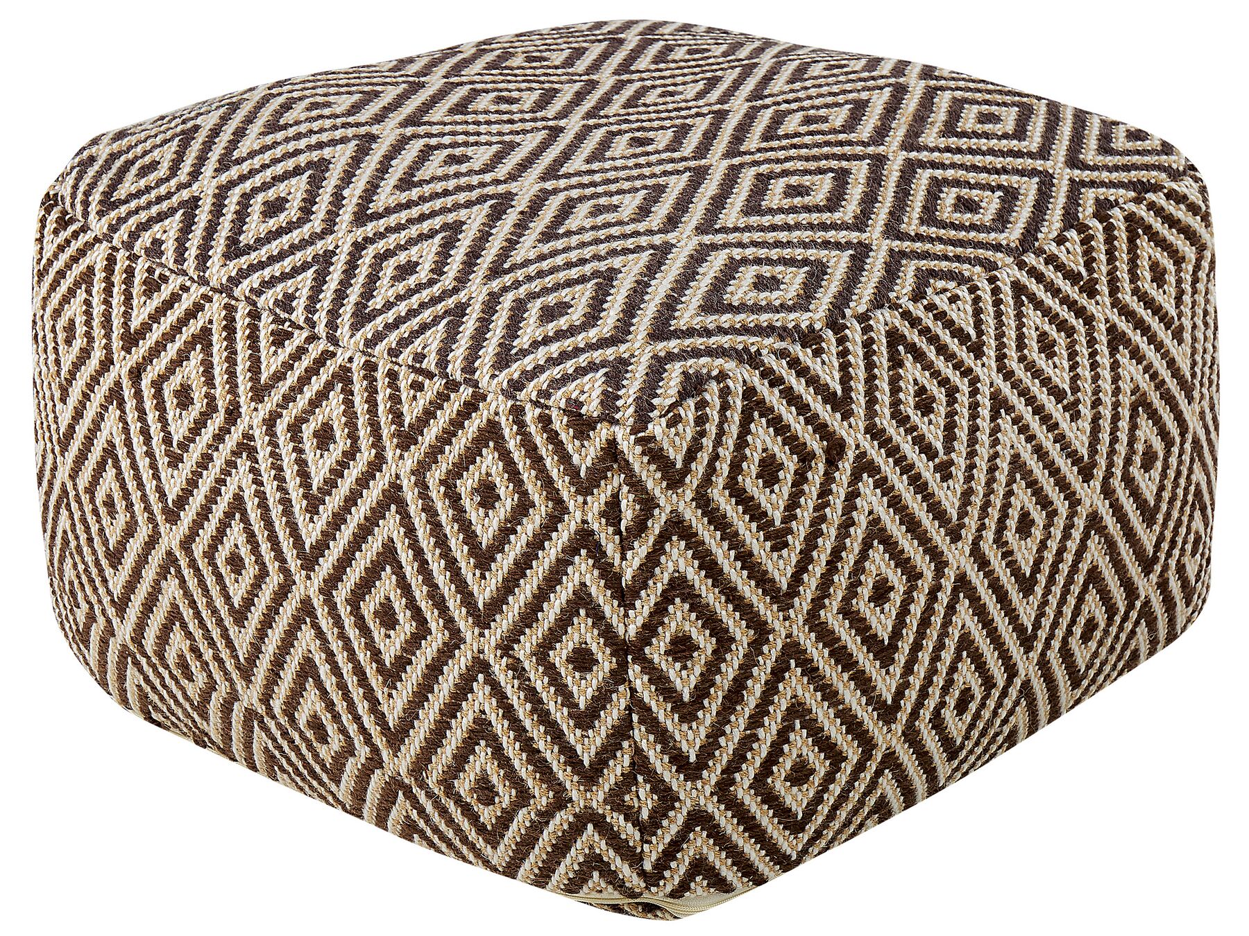 Wool Pouffe Brown and Beige